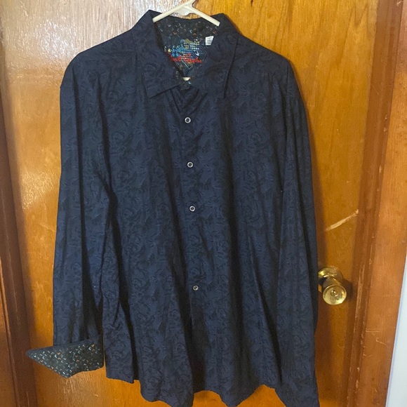 Robert Graham Men’s Casual Button Down Shirt in Dark Blue Floral Pattern 3XL - Picture 1 of 5